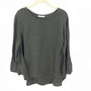 Bryn Walker Fran Linen Top Womens Large Lagenlook Minimalist Boho Luxury Capsule